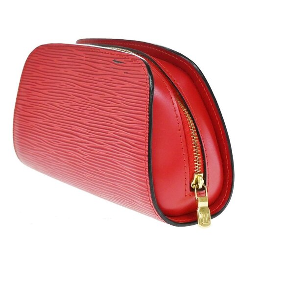 LOUIS VUITTON LV Logo Dauphine PM Pouch Bag Epi Leather Red - Picture 3 of 16